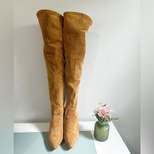 BRAND NEW Over the Knee Tan Suede Pointed Toe Boots Women’s Size 8.5